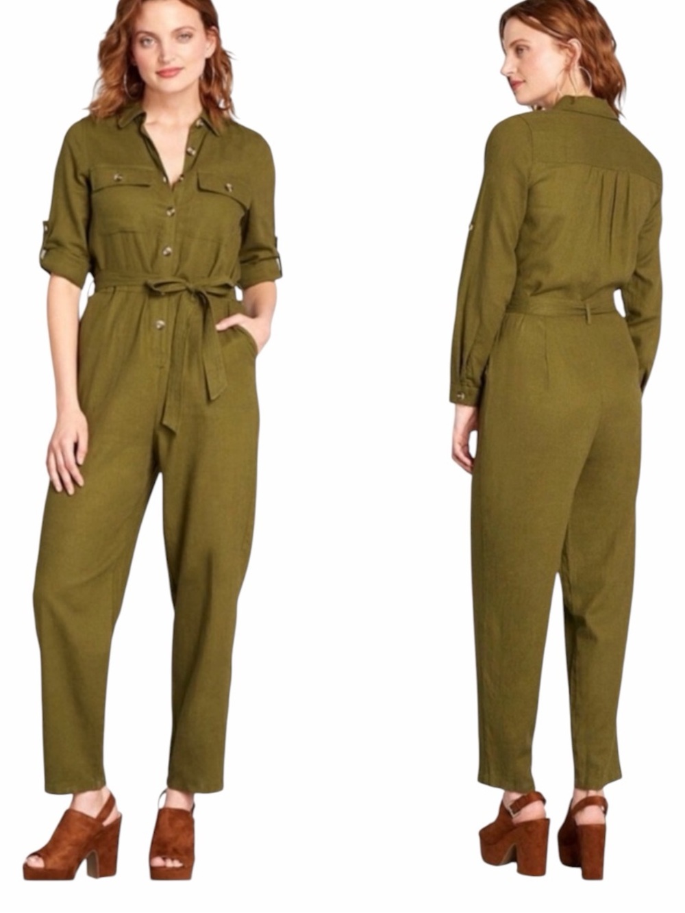 ModCloth Linen Blend Comfy Commitment Jumpsuit  Medium - Picture 9 of 9